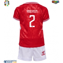 Otroški Nogometni dresi Danska Joachim Andersen #2 Domači EP 2024 Kratek Rokav (+ Kratke hlače)